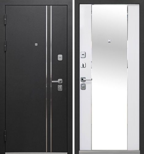 Люксор 2мм Букле антрацит - Зеркало фацет Эмалит белый