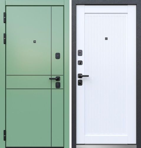 Люксор 2МДФ Минимал молдинг МДФ  Фисташка Софт -Эмалит белый