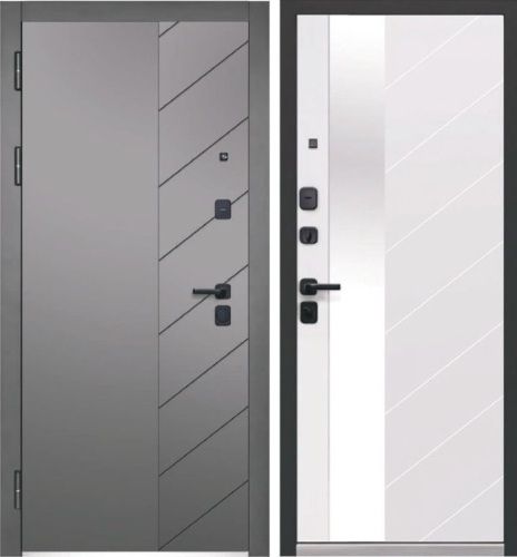 Люксор 2МДФ Пирамида Зеркало МДФ Сатин графит/Эмалит белый со встроенным зеркалом в пол