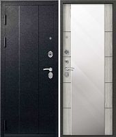 Входная дверь с большим зеркалом Эталон Х-5 Черный муар - Скания милк