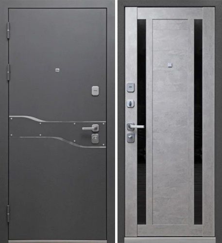 Люксор 2мм Муар антрацит микс темный - Бетон серый Царга (стекло Лакобель)