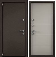 Входная термодверь Snegir PRO Букле коричневый - Крема S60-L2 с двойным листом металла